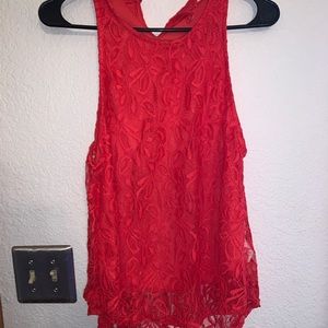 Red lace tank top